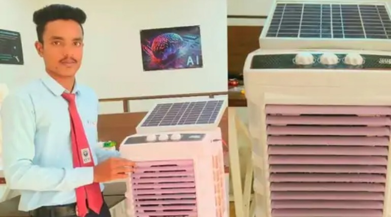 छात्र ने बनाया बिजली बचाने वाला सोलर कूलर, बढ़ती गर्मी और बिजली की अधिक खपत को ध्यान में रखते हुए किया तैयार