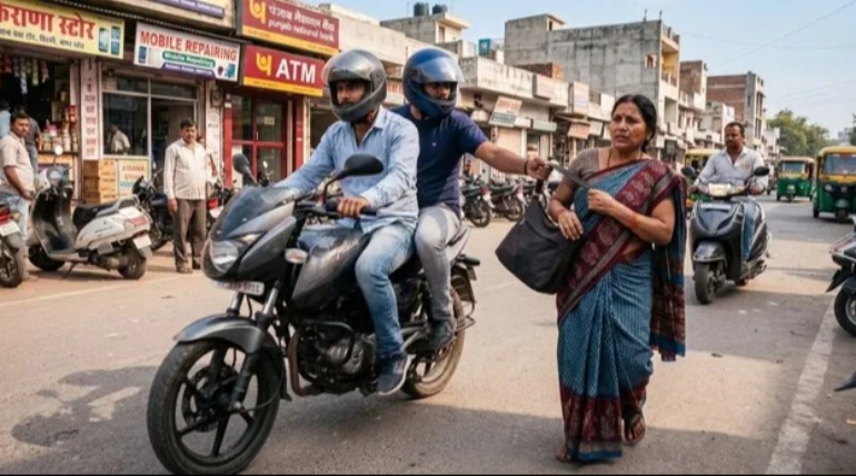 महिला से पर्स छीनकर भागे बाइक सवार बदमाश